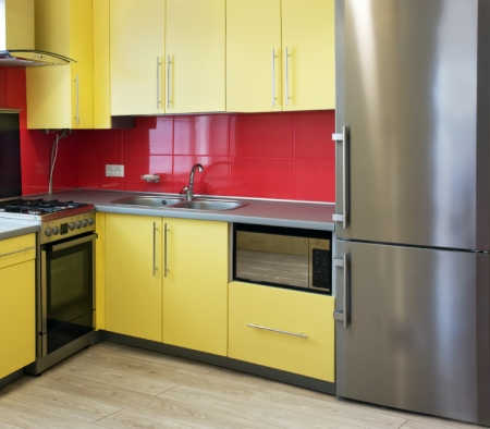 Yellow Cabinets in a Kitchen