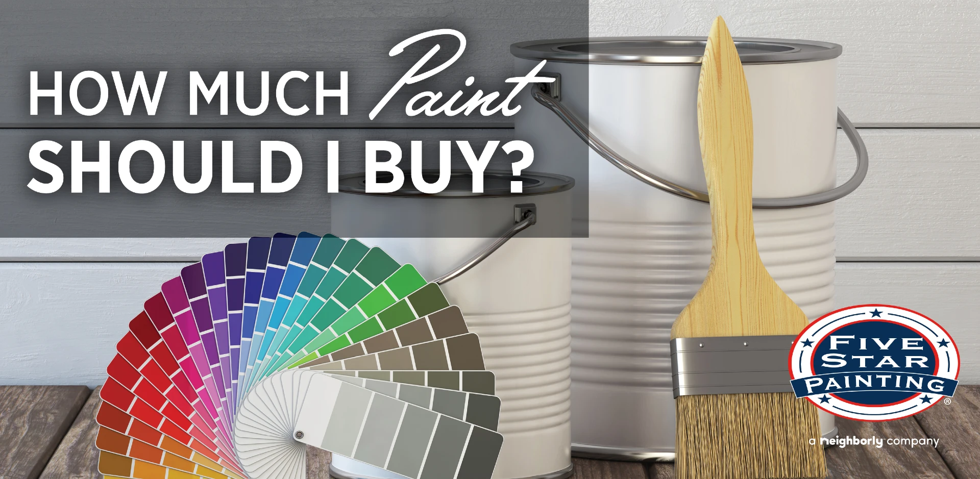 Blog title superimposed over a photo of two white paint cans, a paint brush, and swatches of paint colors