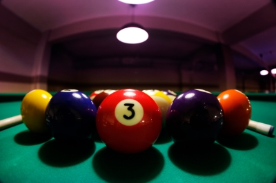 Closeup of Pool Balls on a Billiards Table