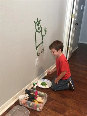 kid painted on wall